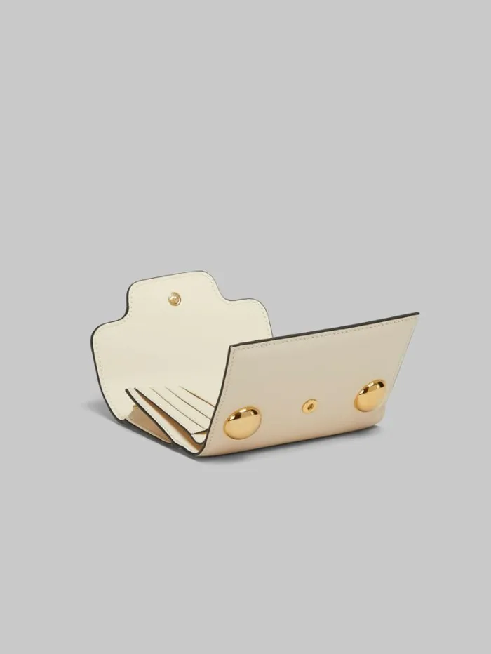 Women Marni Wallets and Small Leather Goods Cream Leather Trunkaroo Trifold Wallet