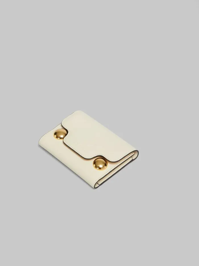 Women Marni Wallets and Small Leather Goods Cream Leather Trunkaroo Trifold Wallet