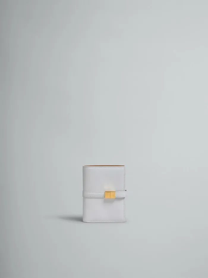 Women Marni Wallets and Small Leather Goods Grey Leather Bifold Prisma Wallet