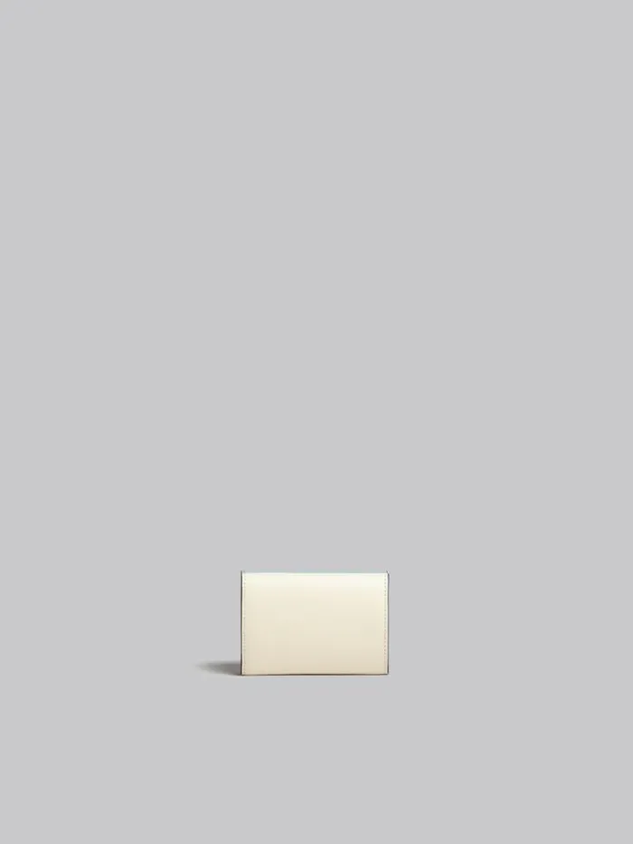 Women Marni Wallets and Small Leather Goods Light Green Beige And White Saffiano Leather TriFold Wallet