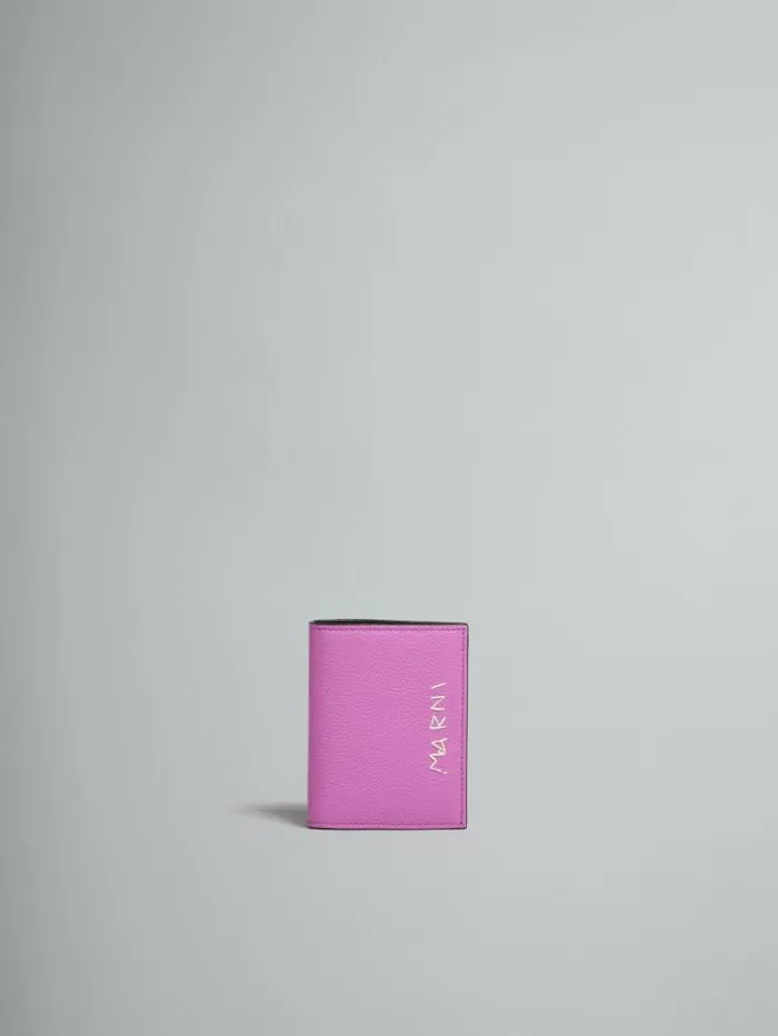 Women Marni Wallets and Small Leather Goods Pink Leather Bifold Wallet With Marni Mending