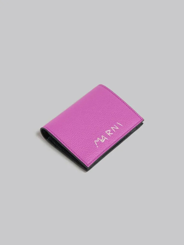 Women Marni Wallets and Small Leather Goods Pink Leather Bifold Wallet With Marni Mending