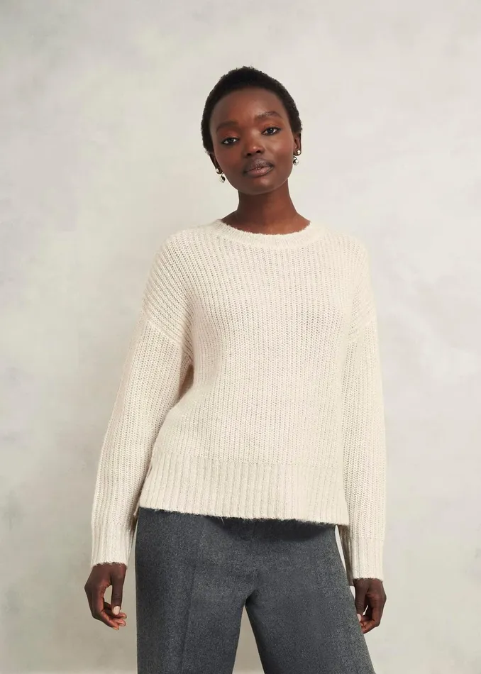 Women Marsha Sequin Jumper With Alpaca Ivory Hobbs Jumpers and Cardigans