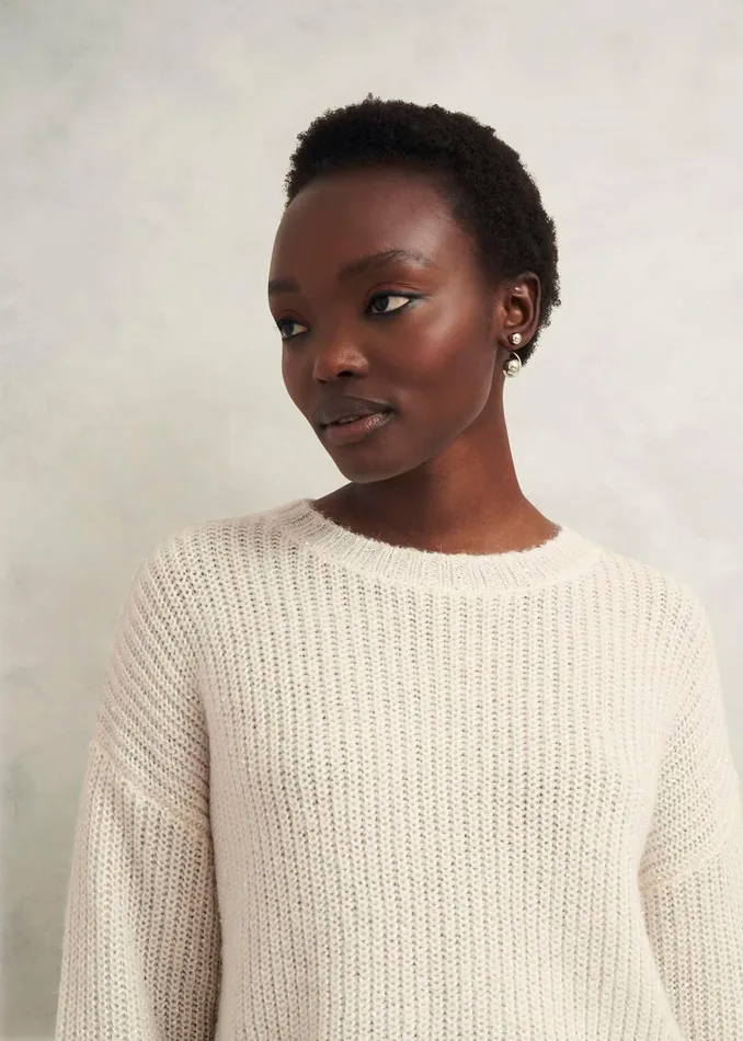 Women Marsha Sequin Jumper With Alpaca Ivory Hobbs Jumpers and Cardigans