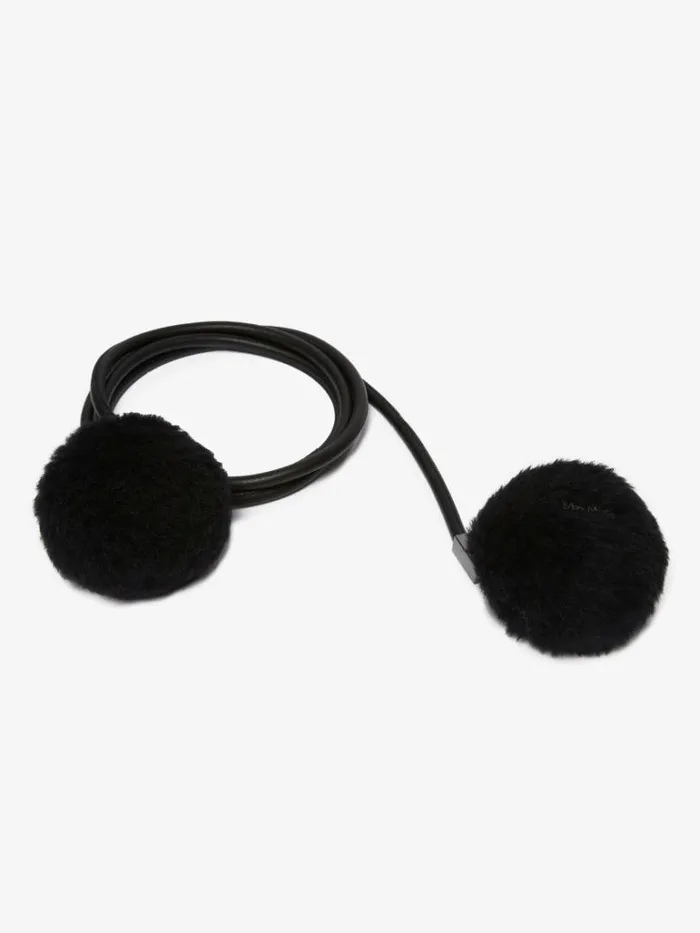 Women Max Mara Belts Tubular Belt With Pompom Black