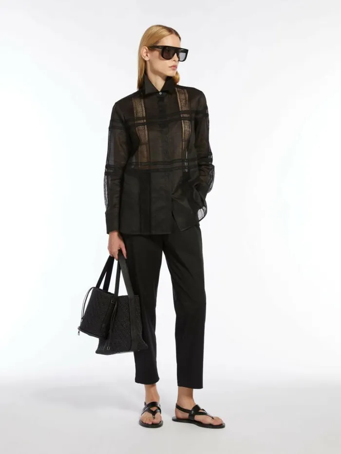 Women Max Mara Blouses Ramie Loosefit Shirt Black
