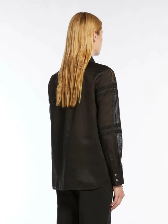 Women Max Mara Blouses Ramie Loosefit Shirt Black