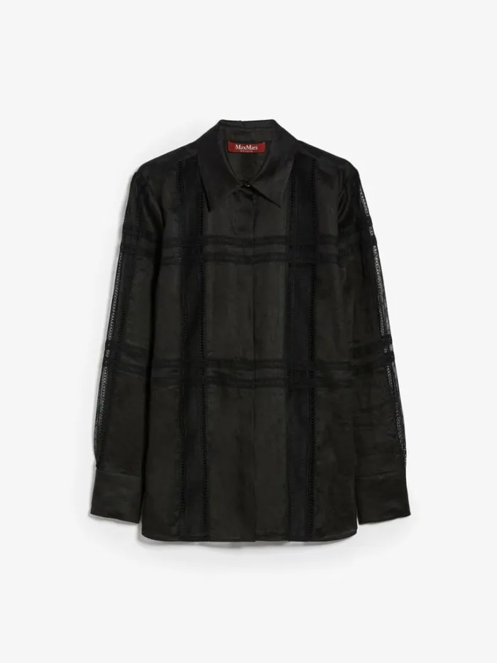 Women Max Mara Blouses Ramie Loosefit Shirt Black