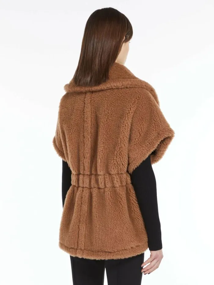 Women Max Mara Capes Teddy Fabric Gilet Cape Camel