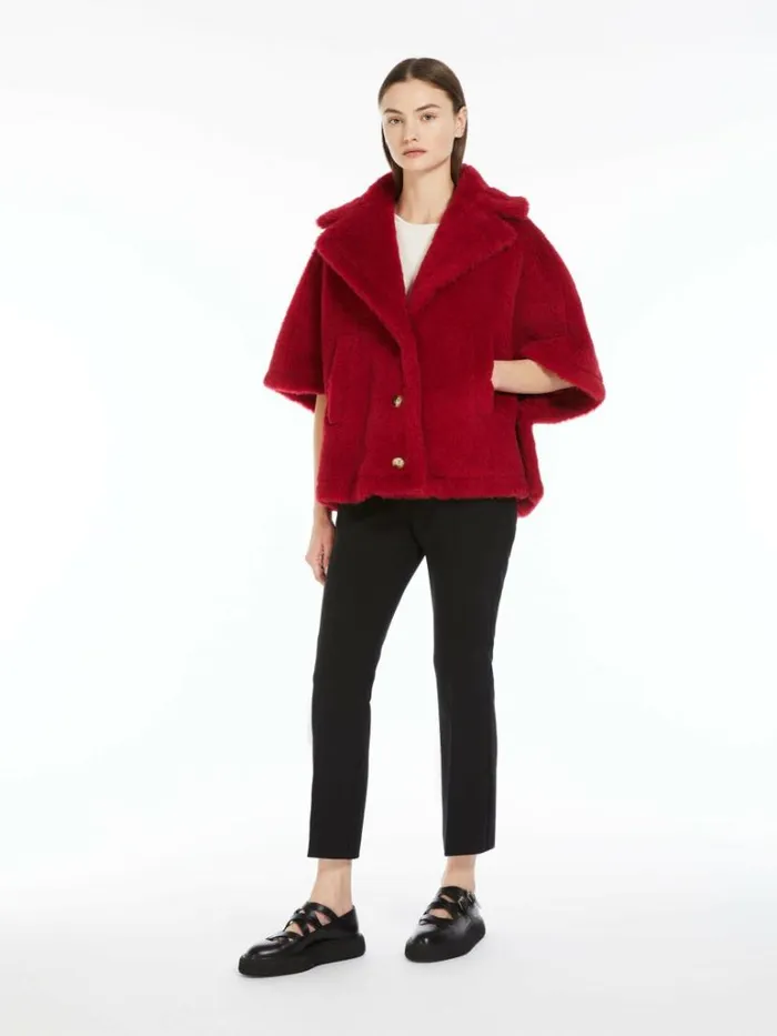 Women Max Mara Capes Teddy Fabric Short Cloak Red