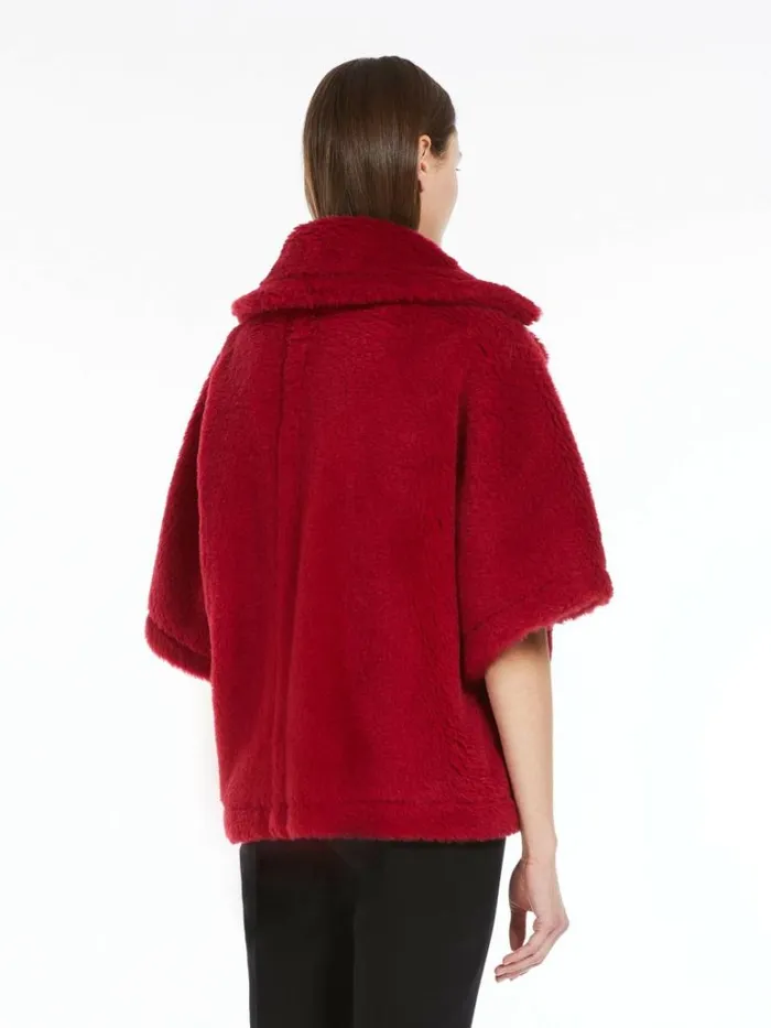 Women Max Mara Capes Teddy Fabric Short Cloak Red
