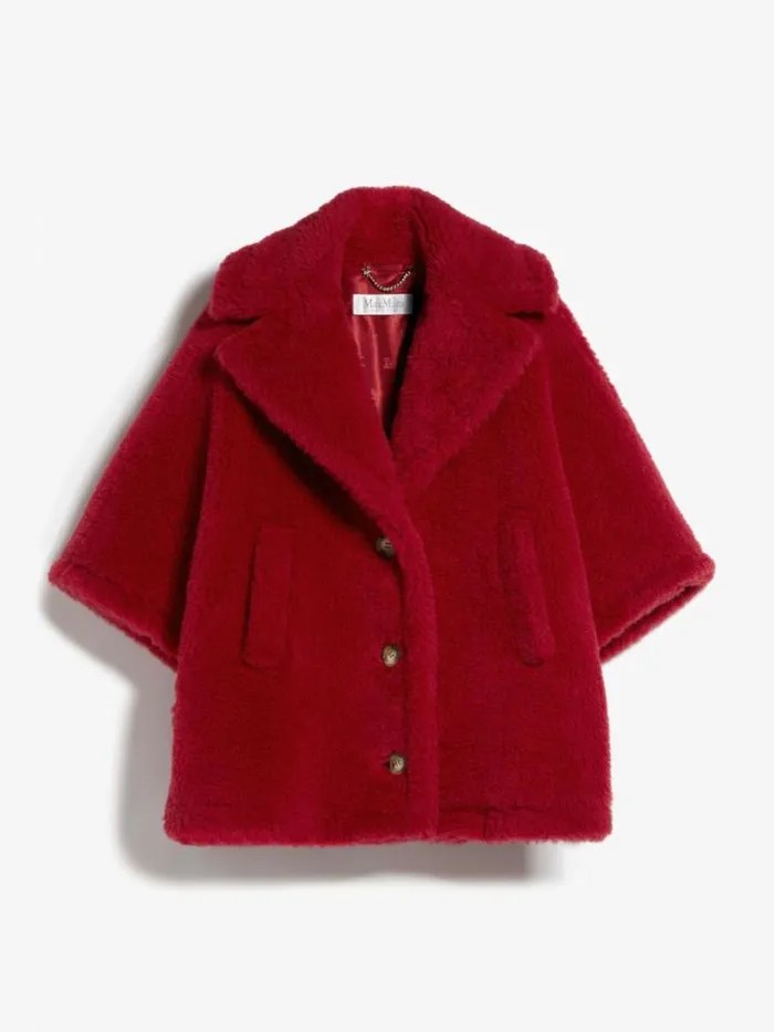 Women Max Mara Capes Teddy Fabric Short Cloak Red
