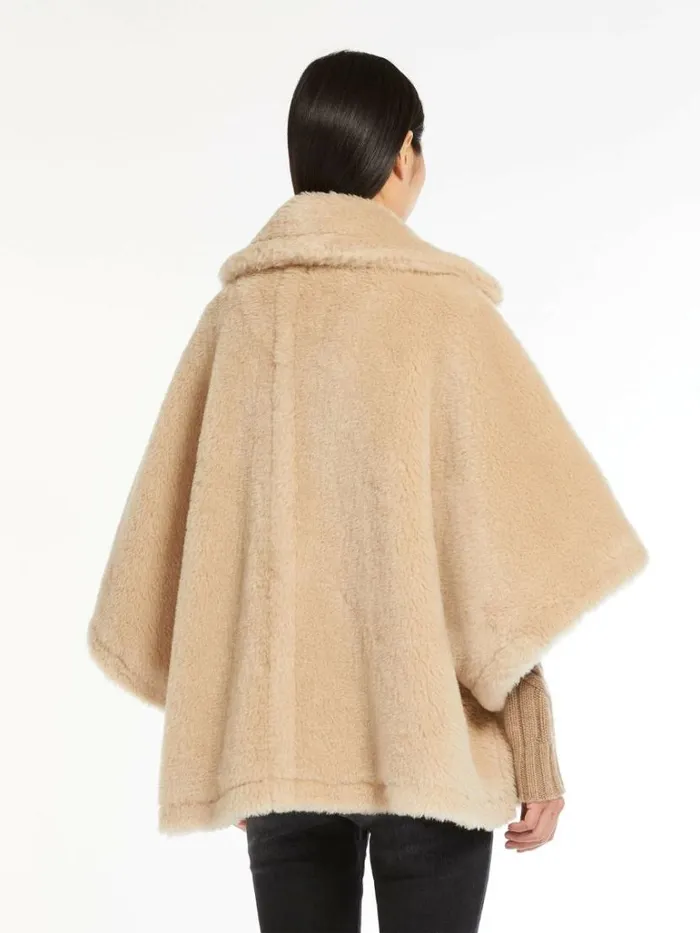 Women Max Mara Capes Teddy Fabric Short Cloak Sand