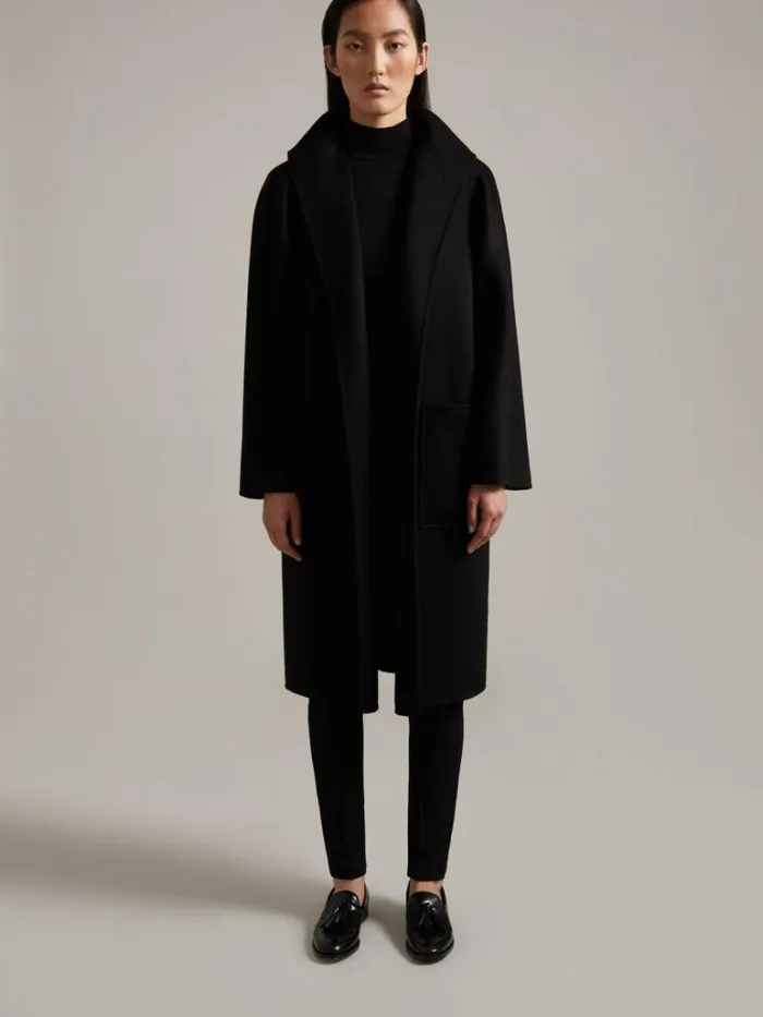 Women Max Mara Coats Cashmere Cardigan Coat Black