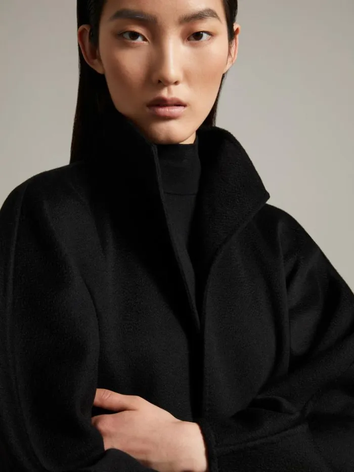 Women Max Mara Coats Cashmere Cardigan Coat Black