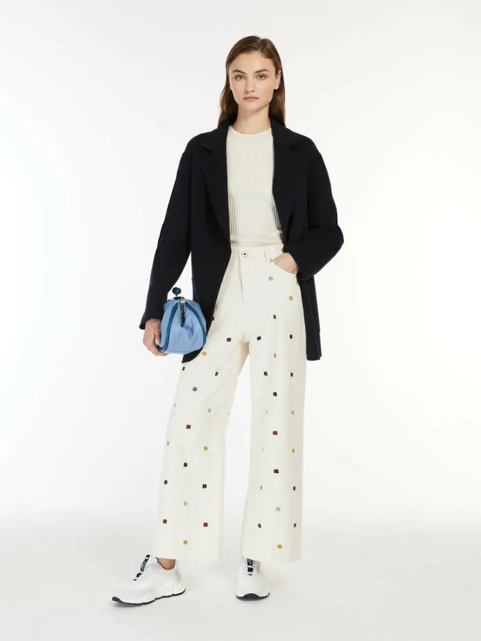 Women Max Mara Coats Oversized Belted Wool Jacket Navy