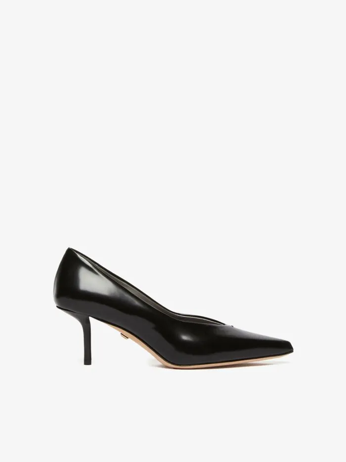 Women Max Mara Dcollet Leather Court Shoes Black