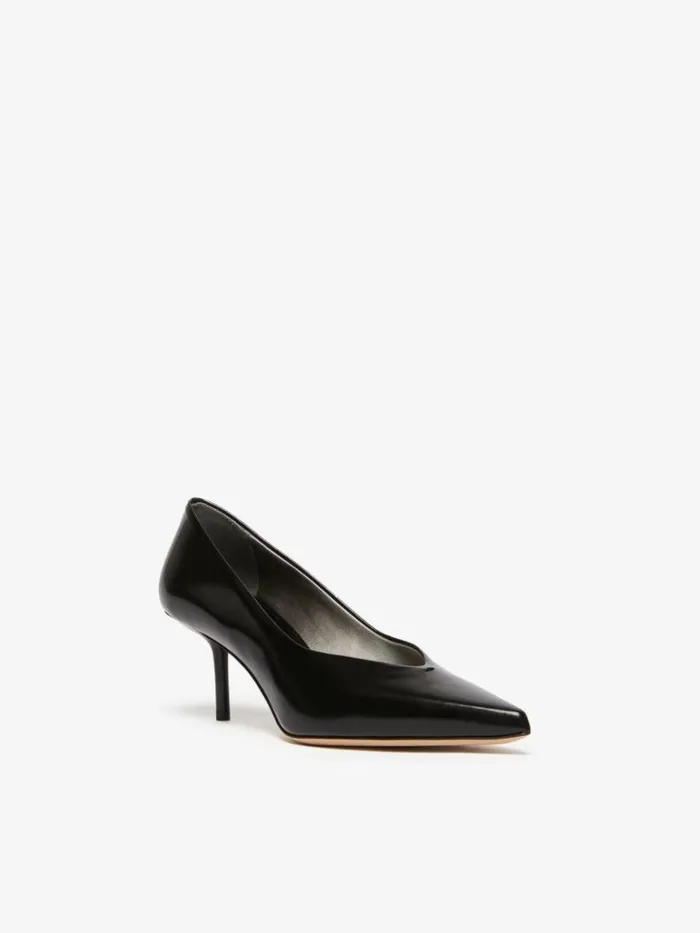 Women Max Mara Dcollet Leather Court Shoes Black