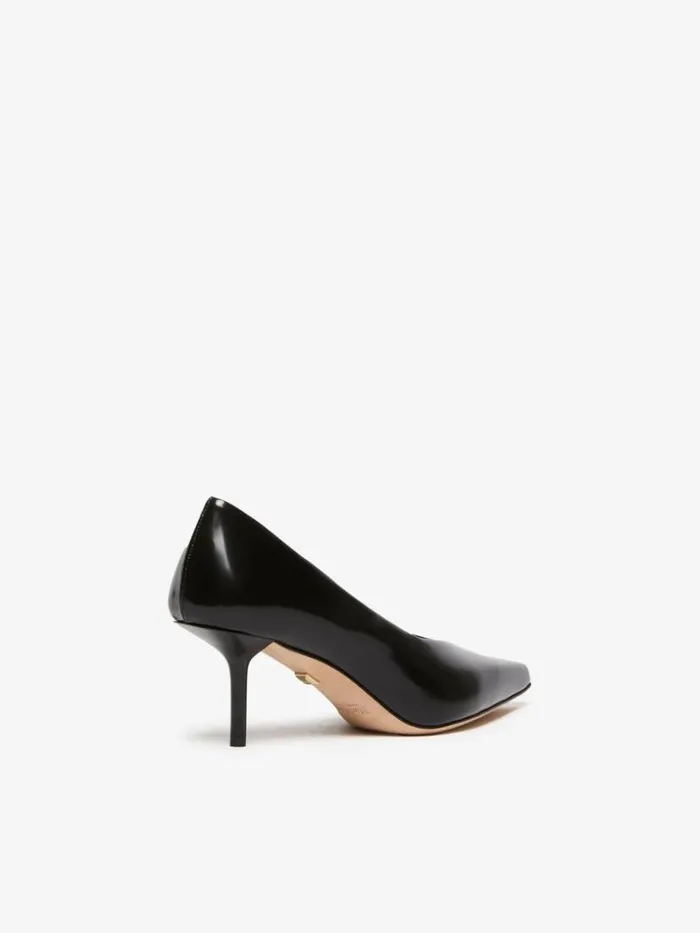 Women Max Mara Dcollet Leather Court Shoes Black