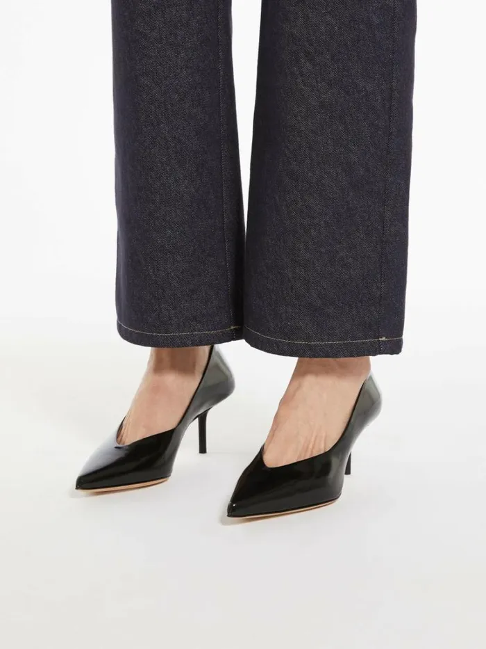 Women Max Mara Dcollet Leather Court Shoes Black