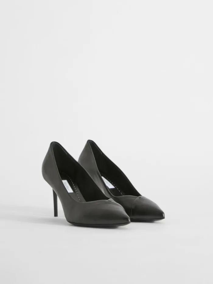 Women Max Mara Dcollet Nappa Leather Court Shoes Black