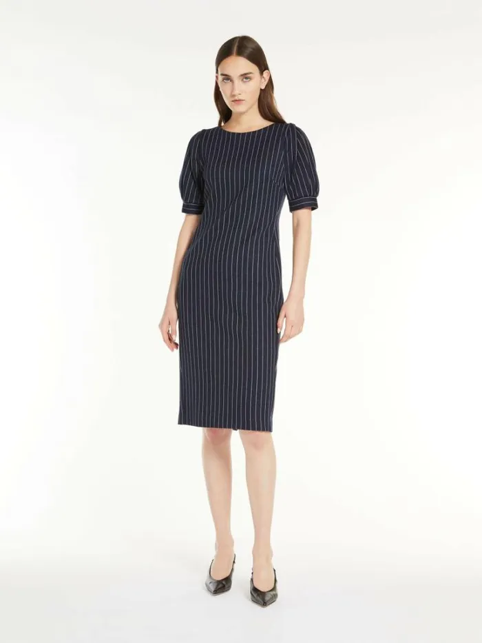 Women Max Mara Dresses Cotton Cashmere And Silk Midi Dress Ultramarine