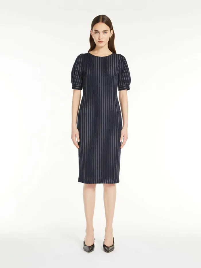 Women Max Mara Dresses Cotton Cashmere And Silk Midi Dress Ultramarine