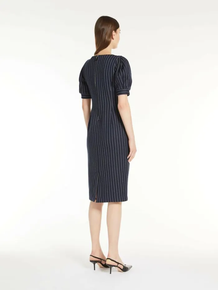 Women Max Mara Dresses Cotton Cashmere And Silk Midi Dress Ultramarine