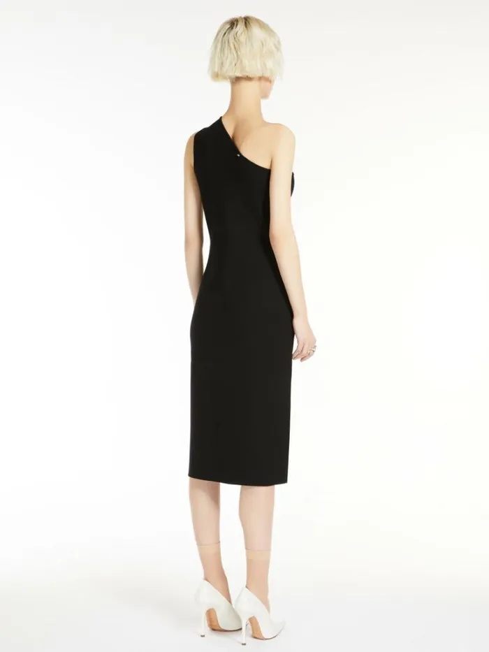 Women Max Mara Dresses Knitted Viscose Oneshoulder Dress Black