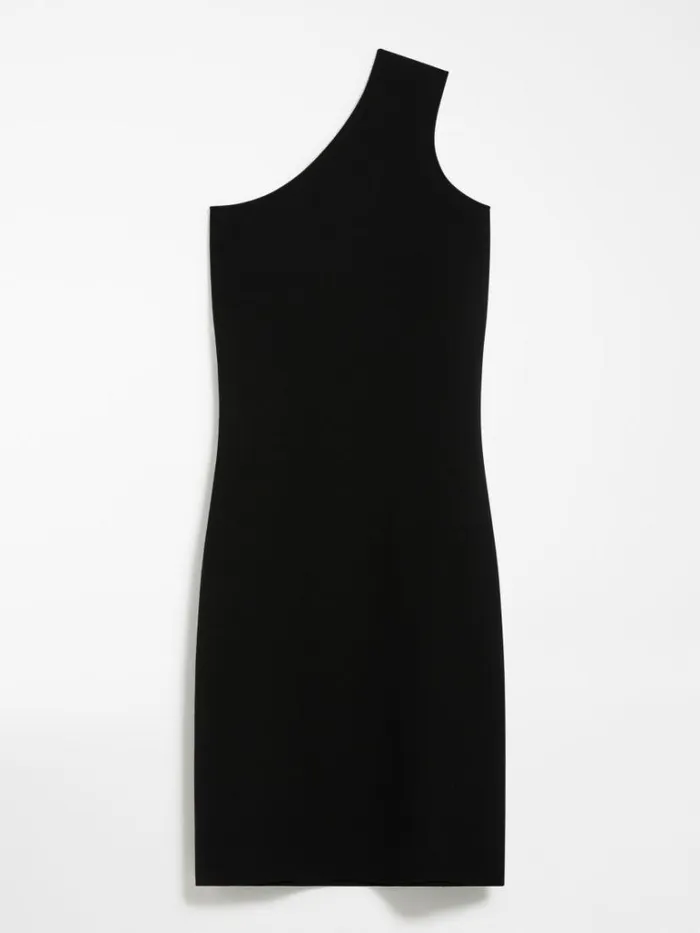 Women Max Mara Dresses Knitted Viscose Oneshoulder Dress Black