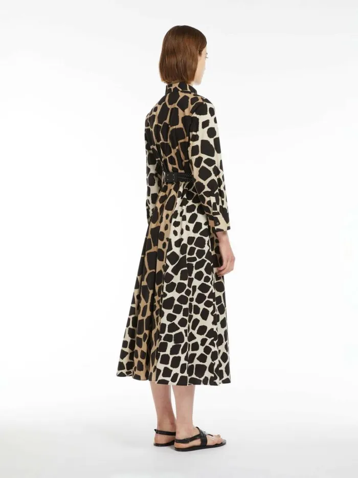 Women Max Mara Dresses Printed Poplin Shirt Dress Beige