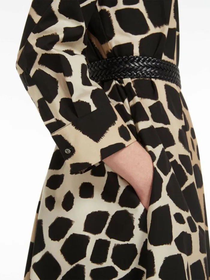 Women Max Mara Dresses Printed Poplin Shirt Dress Beige