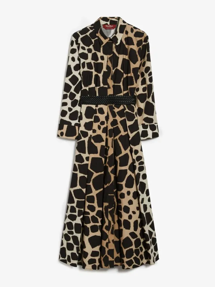 Women Max Mara Dresses Printed Poplin Shirt Dress Beige