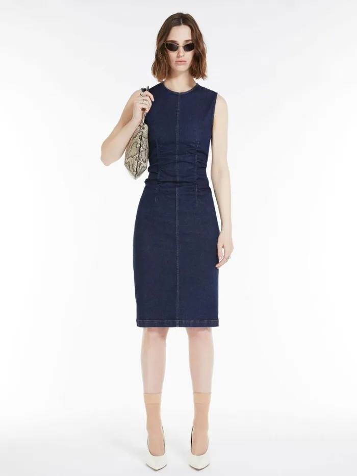 Women Max Mara Dresses Sleeveless Denim Dress Midnightblue