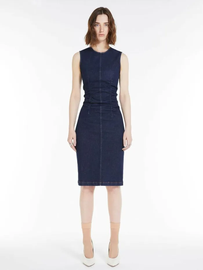 Women Max Mara Dresses Sleeveless Denim Dress Midnightblue