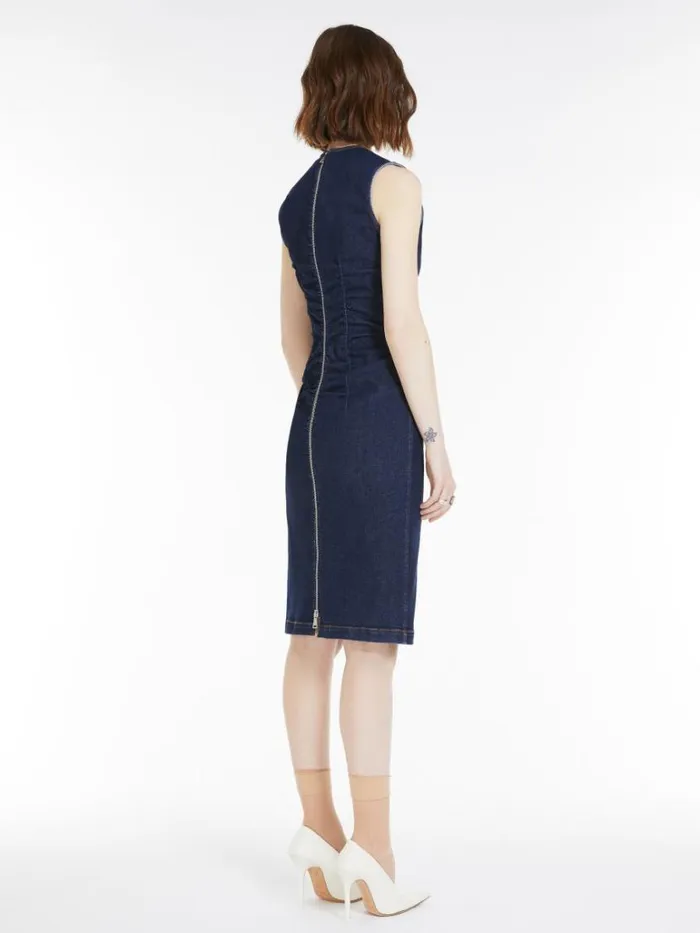 Women Max Mara Dresses Sleeveless Denim Dress Midnightblue
