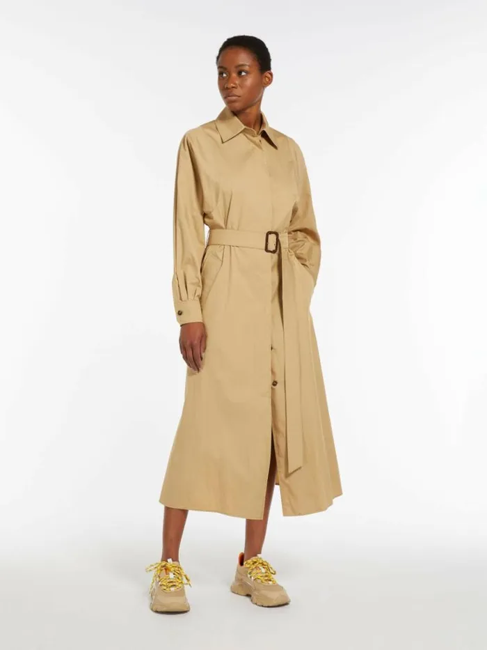 Women Max Mara Dresses Waterrepellent Twill Shirt Dress Beige