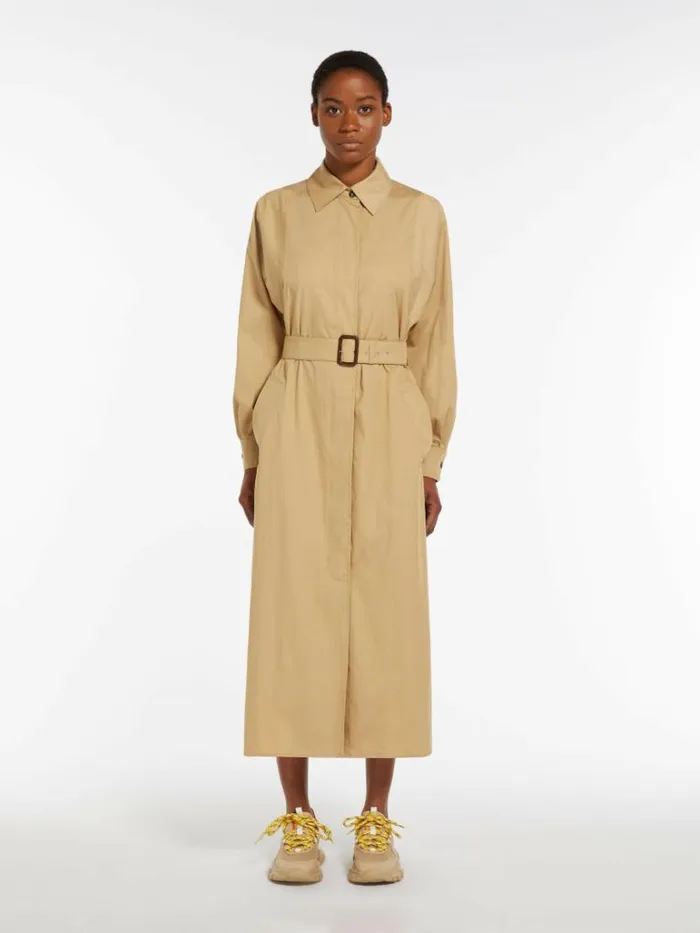 Women Max Mara Dresses Waterrepellent Twill Shirt Dress Beige