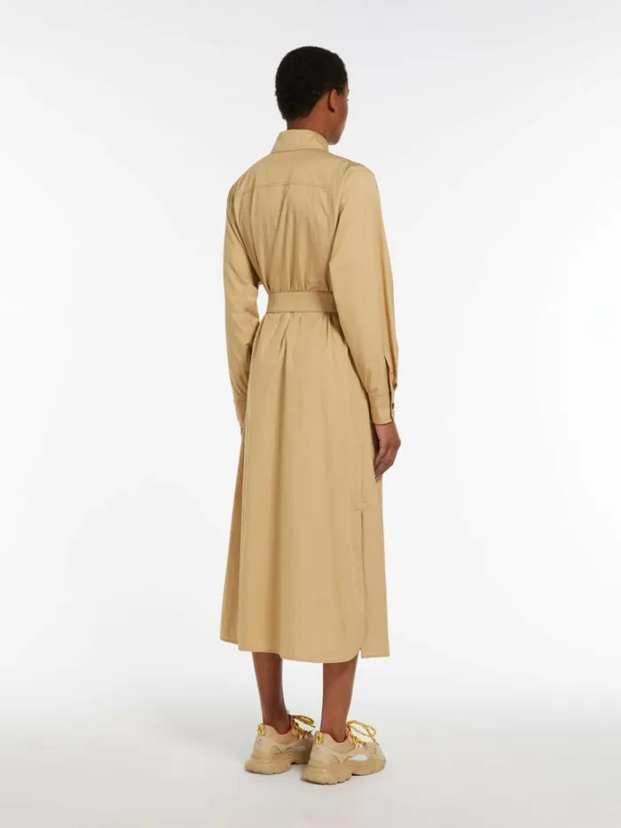 Women Max Mara Dresses Waterrepellent Twill Shirt Dress Beige