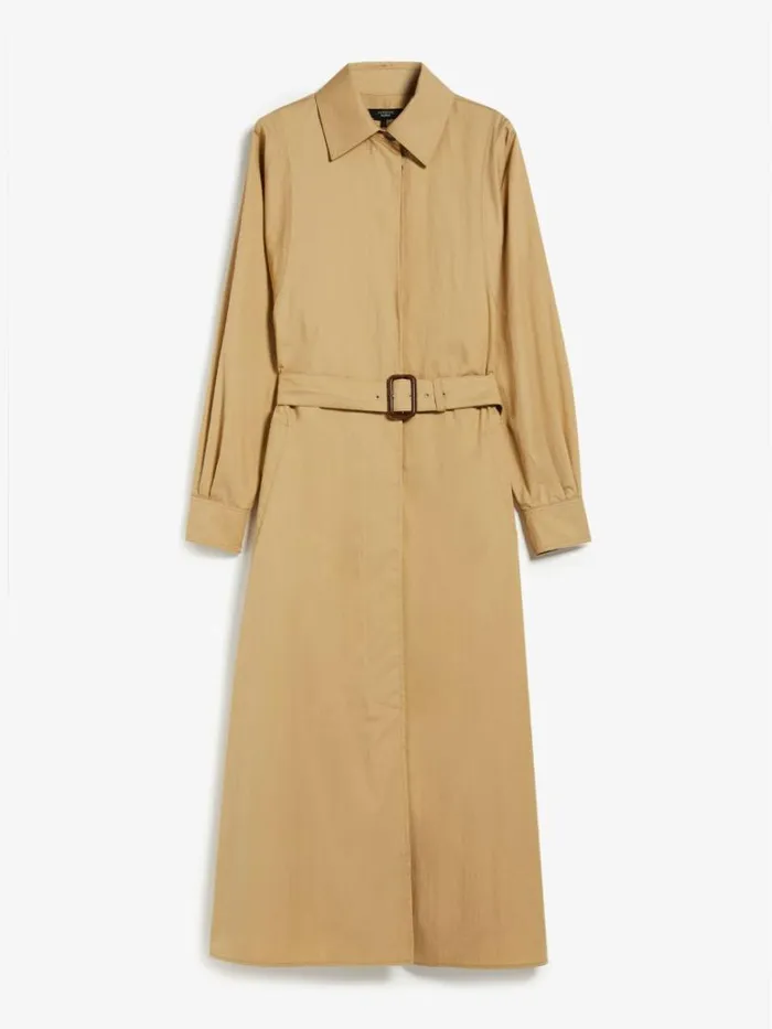 Women Max Mara Dresses Waterrepellent Twill Shirt Dress Beige