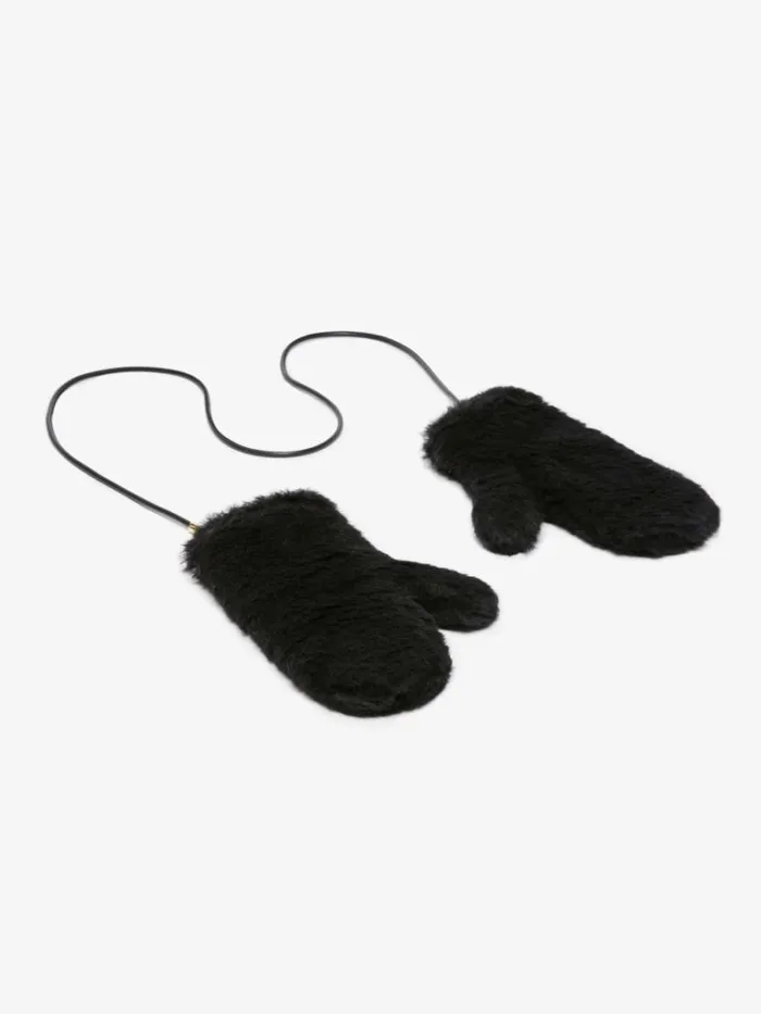 Women Max Mara Gloves Mittens In Teddy Fabric Black