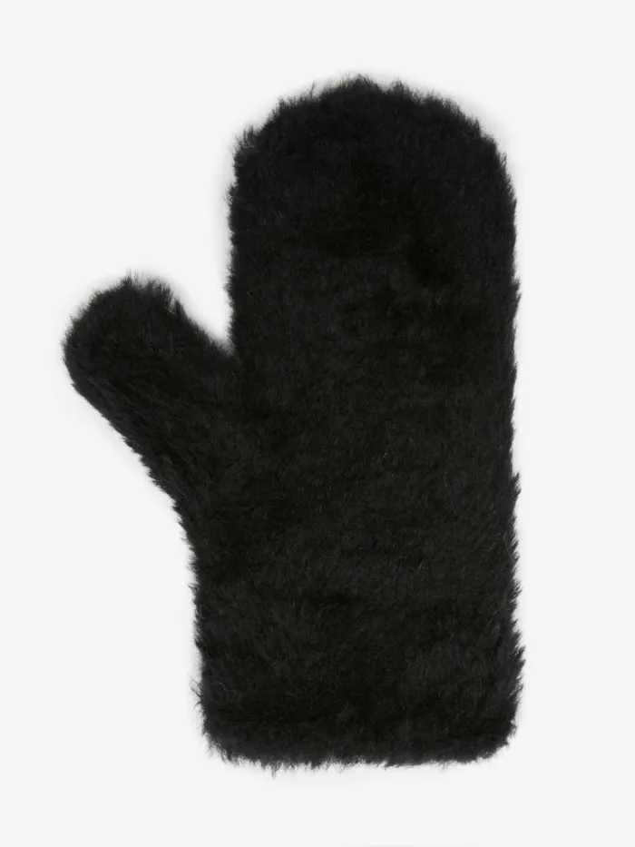 Women Max Mara Gloves Mittens In Teddy Fabric Black