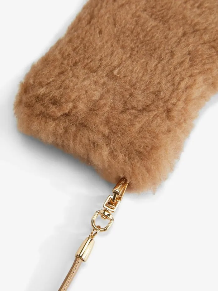 Women Max Mara Gloves Mittens In Teddy Fabric Camel
