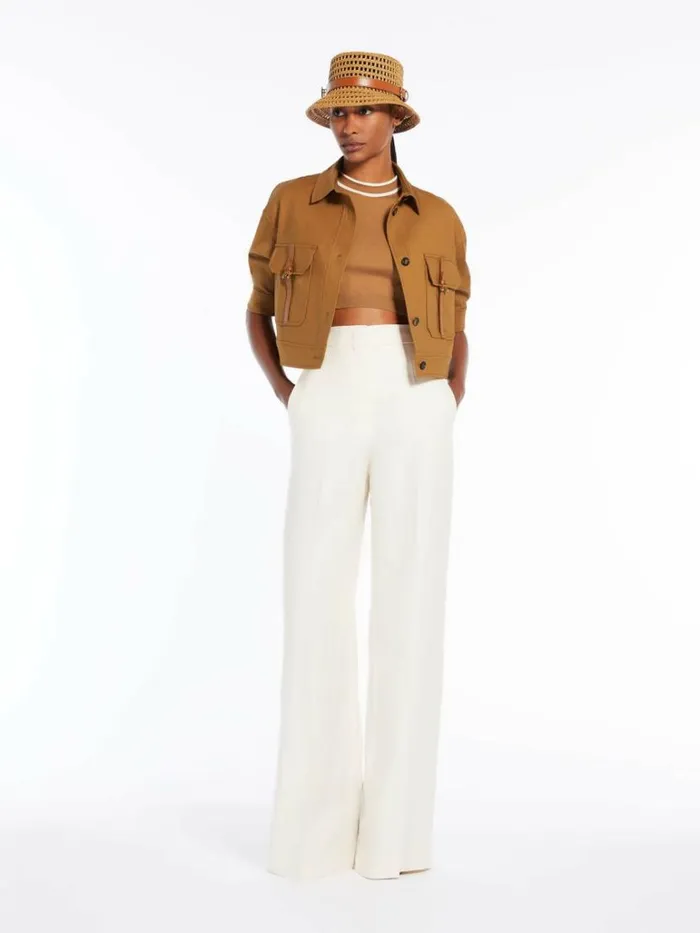 Women Max Mara Jackets And Blazers Cotton Canvas Cropped Jacket Tobacco
