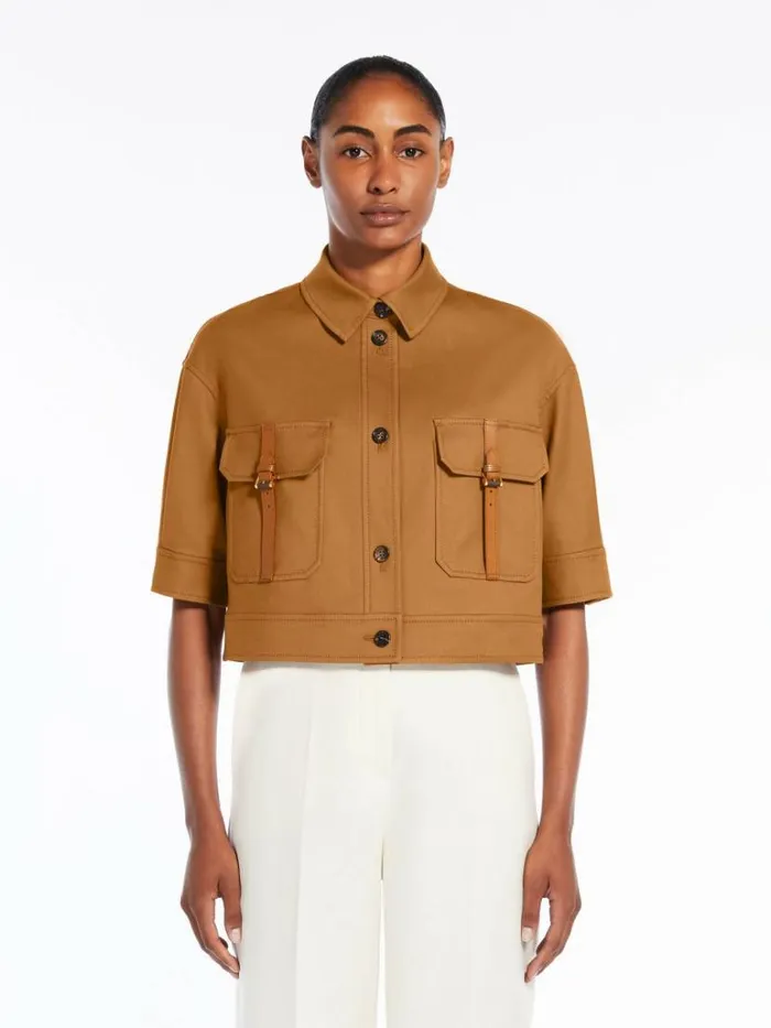 Women Max Mara Jackets And Blazers Cotton Canvas Cropped Jacket Tobacco