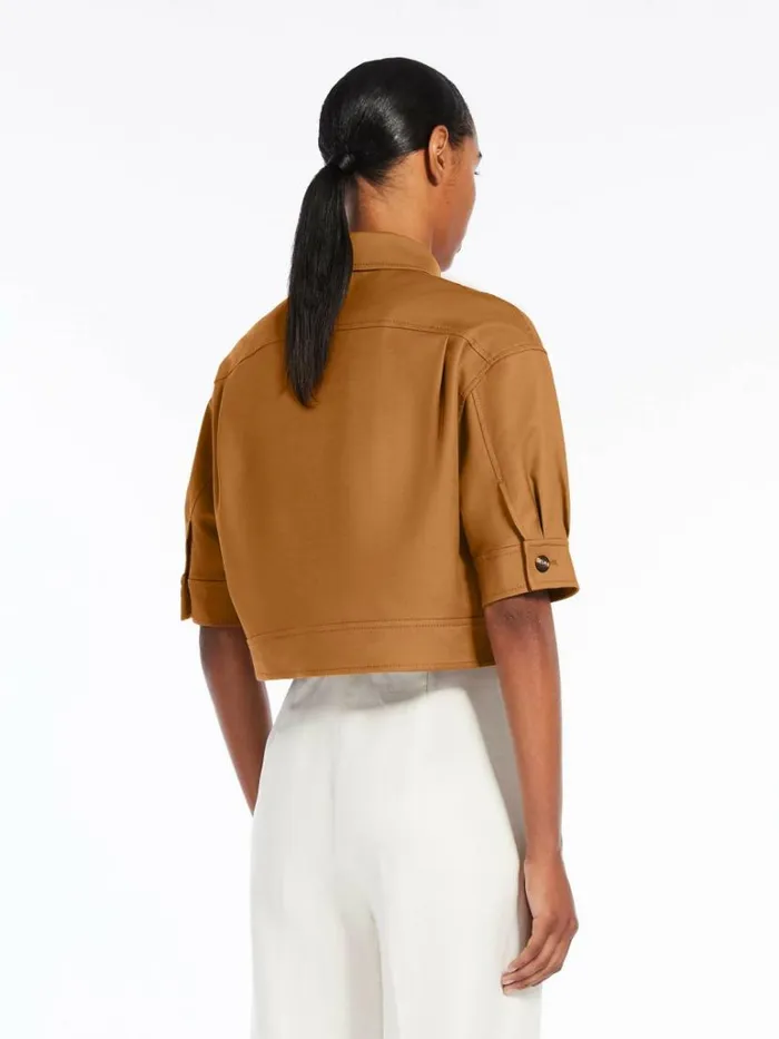 Women Max Mara Jackets And Blazers Cotton Canvas Cropped Jacket Tobacco