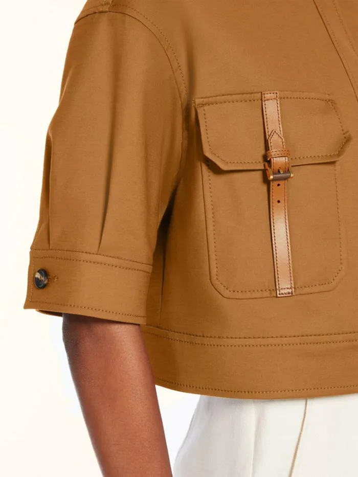 Women Max Mara Jackets And Blazers Cotton Canvas Cropped Jacket Tobacco