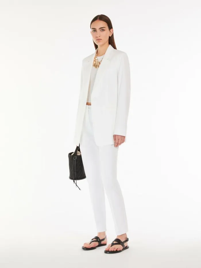Women Max Mara Jackets And Blazers Cotton Gabardine Jacket White