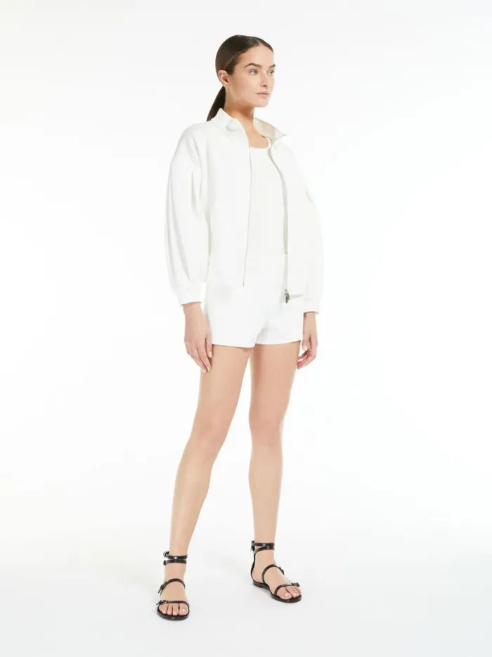 Women Max Mara Jackets And Blazers Cropped Cotton Logo Blouse White