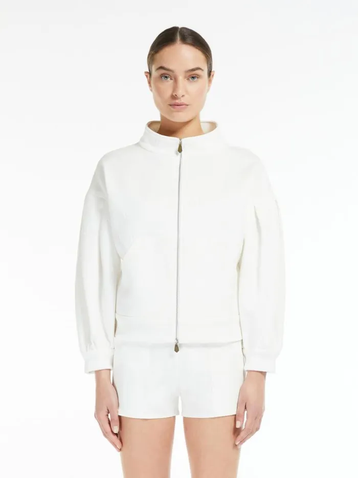 Women Max Mara Jackets And Blazers Cropped Cotton Logo Blouse White
